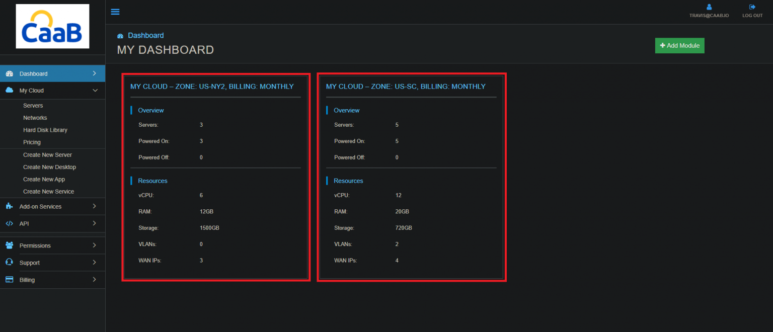 Create Module in Dashboard - My Cloud - CaaB